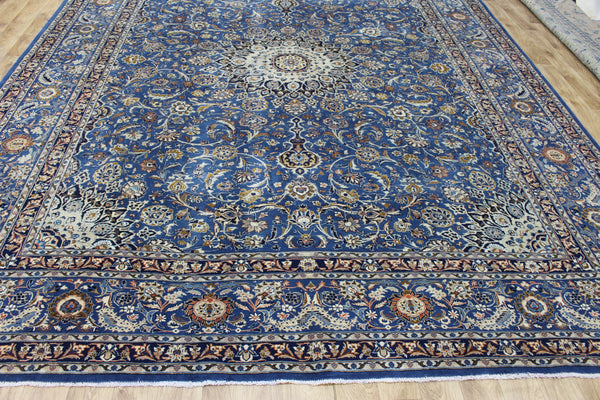 ANTIQUE PERSIAN MASHAD BLUE CARPET OF FLORAL DESIGN 380 X 300 CM