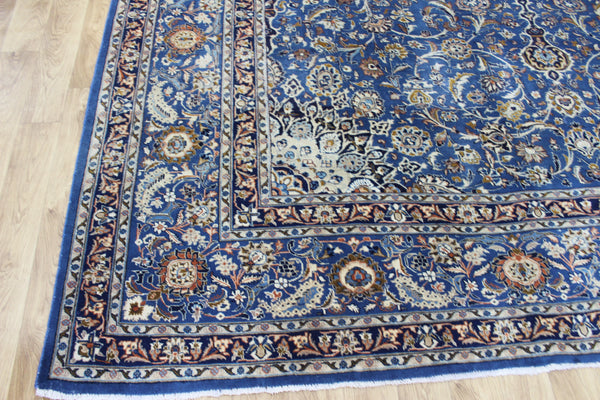 ANTIQUE PERSIAN MASHAD BLUE CARPET OF FLORAL DESIGN 380 X 300 CM