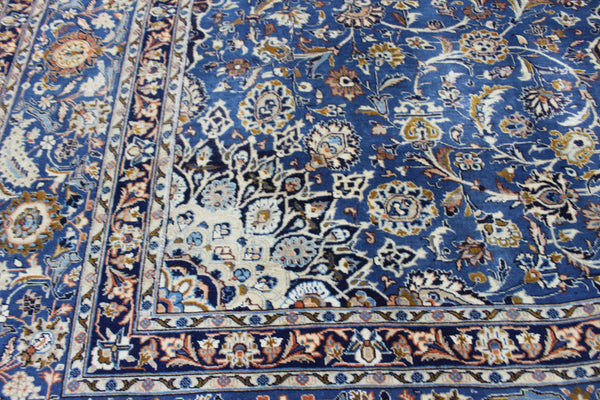 ANTIQUE PERSIAN MASHAD BLUE CARPET OF FLORAL DESIGN 380 X 300 CM