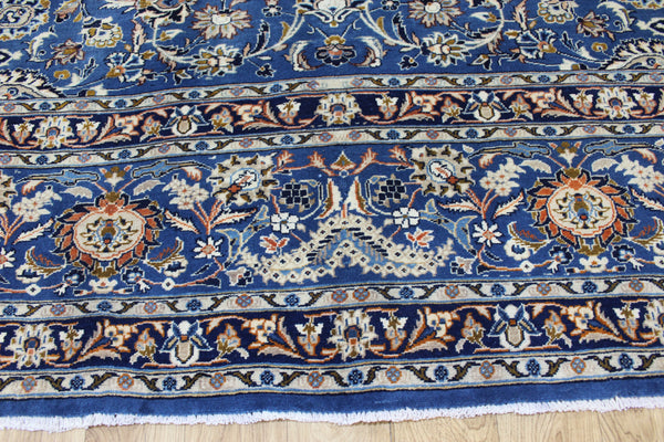 ANTIQUE PERSIAN MASHAD BLUE CARPET OF FLORAL DESIGN 380 X 300 CM