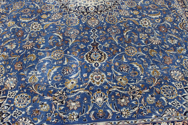 ANTIQUE PERSIAN MASHAD BLUE CARPET OF FLORAL DESIGN 380 X 300 CM