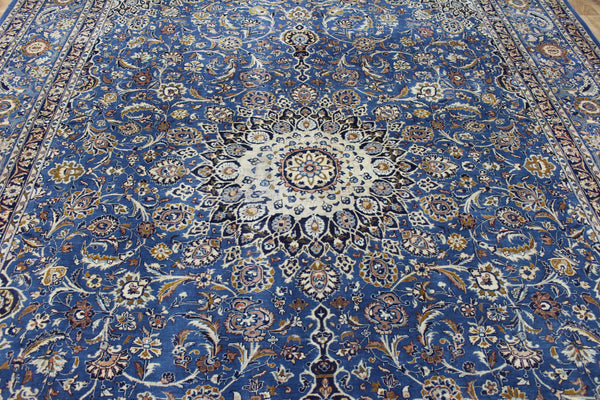 ANTIQUE PERSIAN MASHAD BLUE CARPET OF FLORAL DESIGN 380 X 300 CM