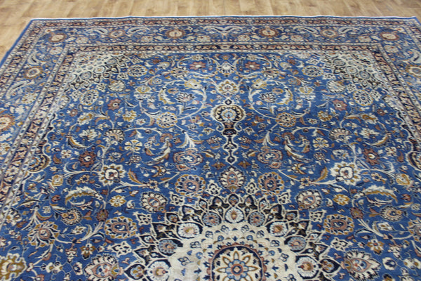 ANTIQUE PERSIAN MASHAD BLUE CARPET OF FLORAL DESIGN 380 X 300 CM