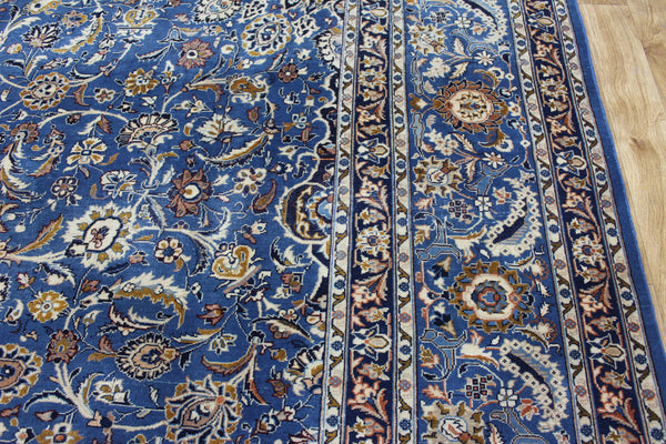 ANTIQUE PERSIAN MASHAD BLUE CARPET OF FLORAL DESIGN 380 X 300 CM