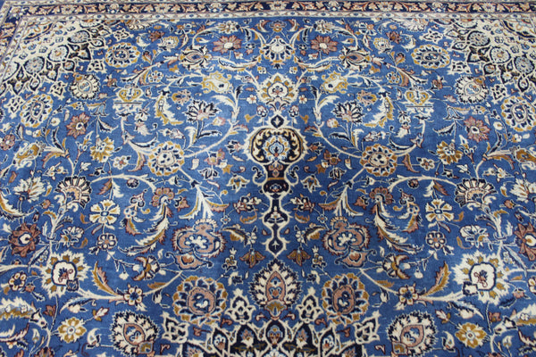 ANTIQUE PERSIAN MASHAD BLUE CARPET OF FLORAL DESIGN 380 X 300 CM