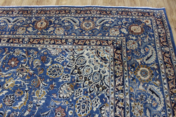 ANTIQUE PERSIAN MASHAD BLUE CARPET OF FLORAL DESIGN 380 X 300 CM