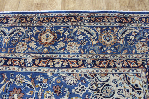 ANTIQUE PERSIAN MASHAD BLUE CARPET OF FLORAL DESIGN 380 X 300 CM