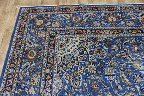 ANTIQUE PERSIAN MASHAD BLUE CARPET OF FLORAL DESIGN 380 X 300 CM