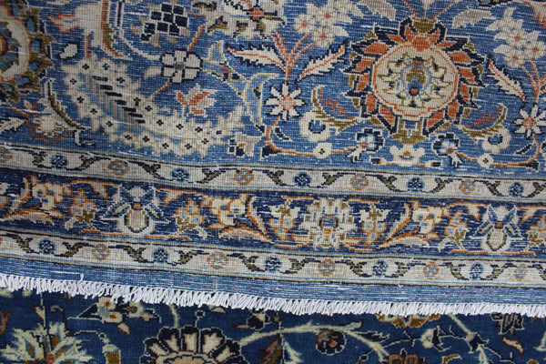 ANTIQUE PERSIAN MASHAD BLUE CARPET OF FLORAL DESIGN 380 X 300 CM