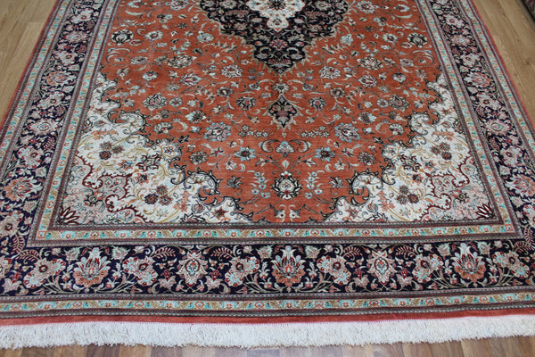 A good example of a Persian Qum silk rug with fine weave and floral design 300 x 200 cm