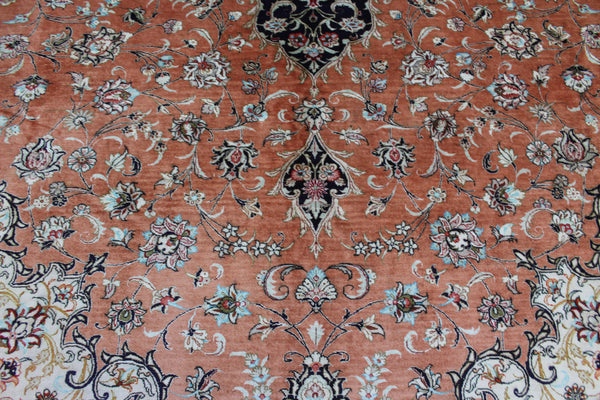 A good example of a Persian Qum silk rug with fine weave and floral design 300 x 200 cm