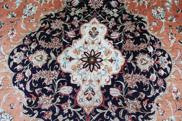 A good example of a Persian Qum silk rug with fine weave and floral design 300 x 200 cm