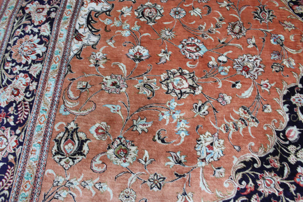 A good example of a Persian Qum silk rug with fine weave and floral design 300 x 200 cm