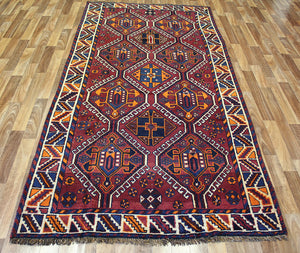 Old Handmade Persian Shiraz Rug 260 x 135 cm