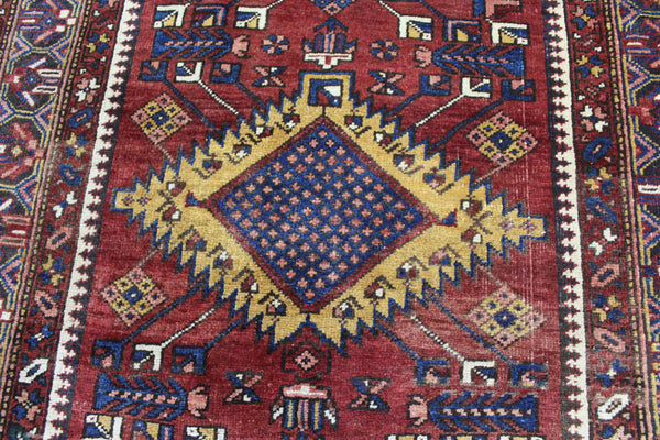 ANTIQUE PERSIAN HERIZ RUNNER OF TRADITIONAL WITH SIX MEDALLION 395 X 112 CM