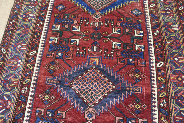 ANTIQUE PERSIAN HERIZ RUNNER OF TRADITIONAL WITH SIX MEDALLION 395 X 112 CM