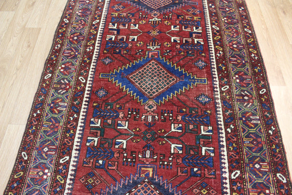 ANTIQUE PERSIAN HERIZ RUNNER OF TRADITIONAL WITH SIX MEDALLION 395 X 112 CM