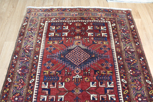 ANTIQUE PERSIAN HERIZ RUNNER OF TRADITIONAL WITH SIX MEDALLION 395 X 112 CM