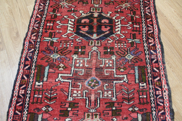 OLD HANDMADE PERSIAN KARAJEH RUNNER OF TRADITIONAL DESIGN 435 X 83 CM