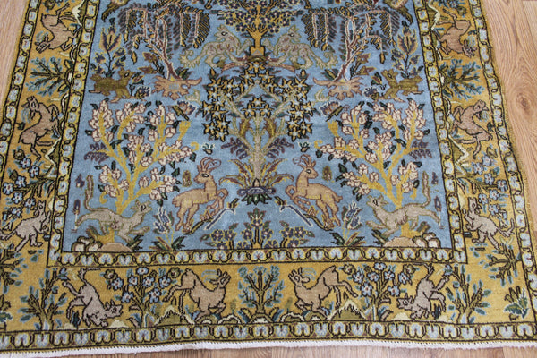 ANTIQUE PERSIAN QUM/ GOM RUG, HUNTING DESIGN SUPERB COLOUR 150 X 103 CM