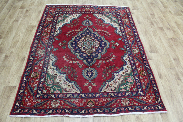 Old Handmade Persian Tabriz Rug 190 x 145 cm