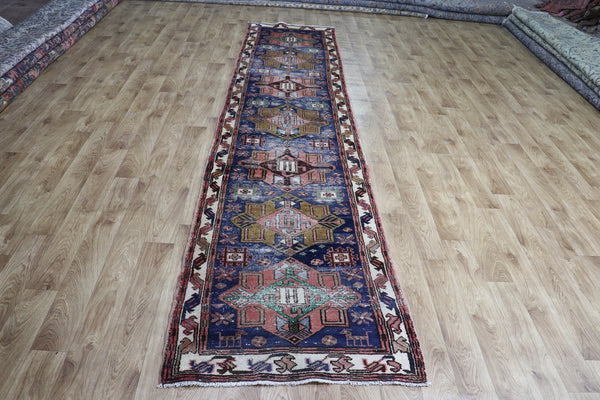 ANTIQUE PERSIAN HERIZ WOOL RUNNER 368 X 80 CM