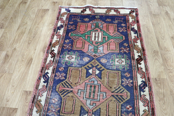 ANTIQUE PERSIAN HERIZ WOOL RUNNER 368 X 80 CM