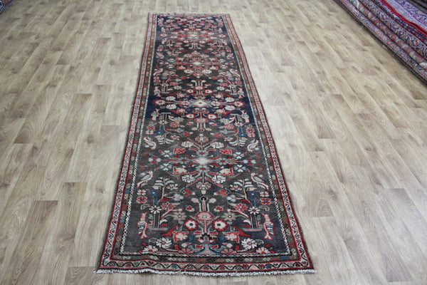 Handmade Persian Hamadan Runner Birds & Floral Design 320 x 93 cm