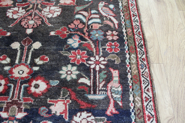 Handmade Persian Hamadan Runner Birds & Floral Design 320 x 93 cm