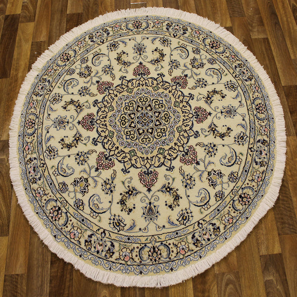 Handmade Persian Nain Silk & Wool rug 115 x 115 cm