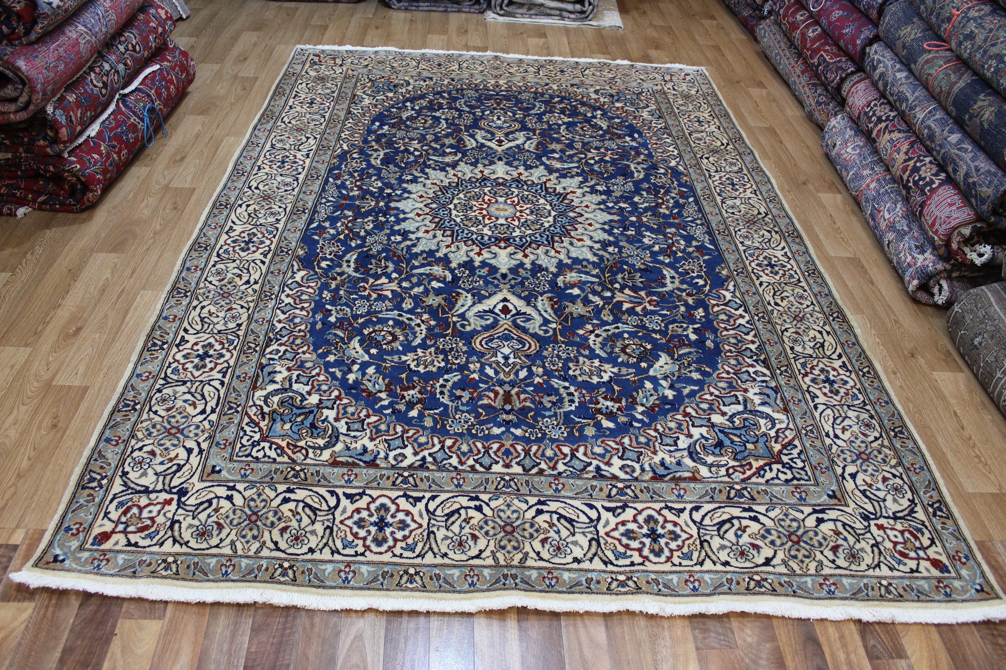 FINE HANDMADE PERSIAN NAIN RUG WOOL AND SILK 300 X 200 CM