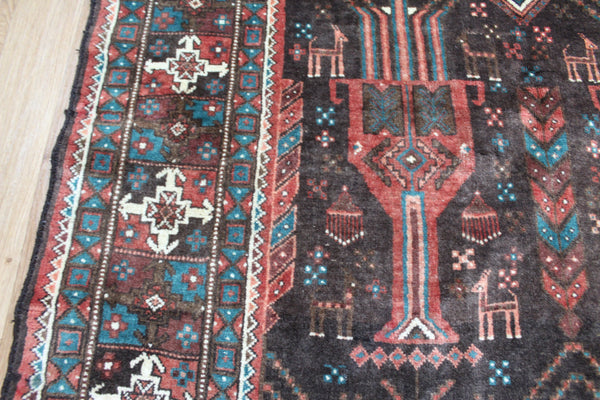 OLD HANDMADE PERSIAN SHIRAZ REGION RUG, VASE DESIGN 290 X 125 CM