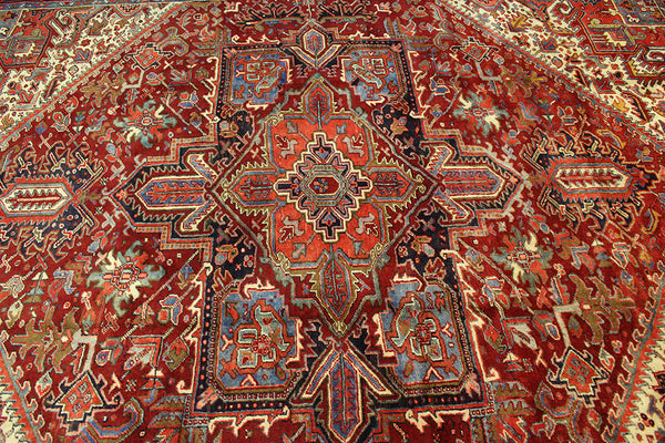 Antique Persian Heriz Carpet 13 x 10'4 feet
