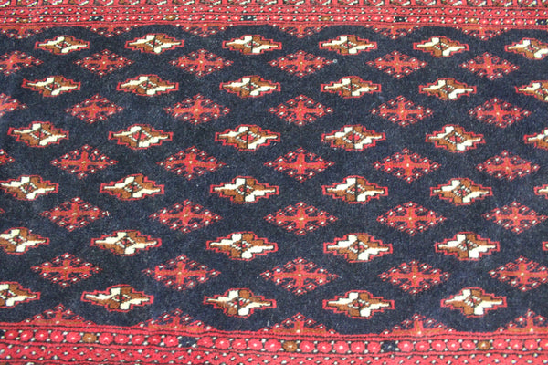 Old Handmade Persian Turkmen Tribal Rug 130 x 65 cm