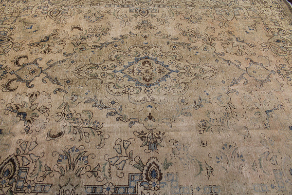 Overdyed Persian Tabriz Beige carpet 11x8 feet