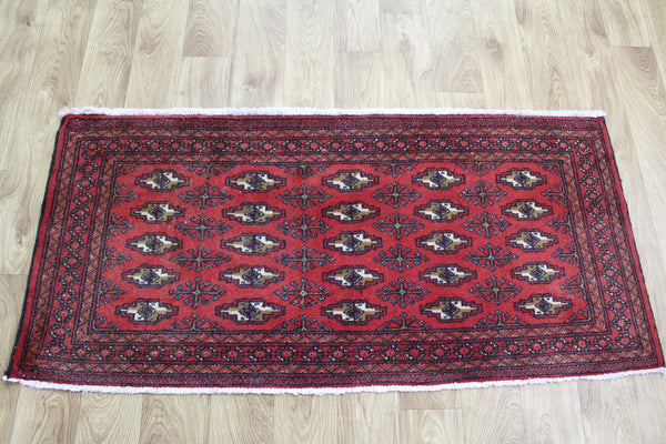Handmade Persian Turkmen Tribal Rug 138 x 63 cm
