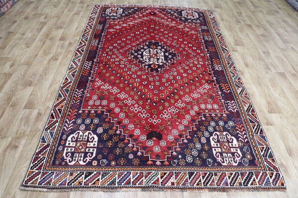 VINTAGE PERSIAN SHIRAZ QASHQAI RUG 260 x 156 CM