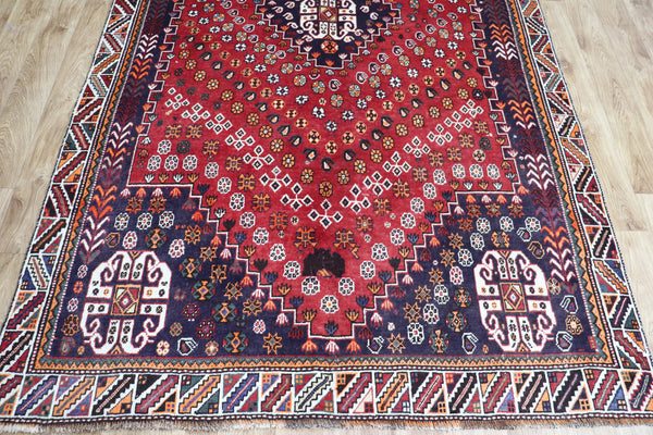 VINTAGE PERSIAN SHIRAZ QASHQAI RUG 260 x 156 CM