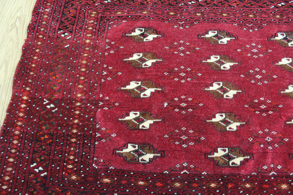 Handmade Persian Turkmen Tribal Rug 124 x 63 cm