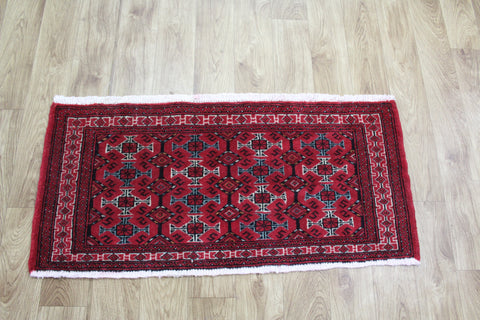 Handmade Persian Turkmen Tribal Rug 110 x 50 cm