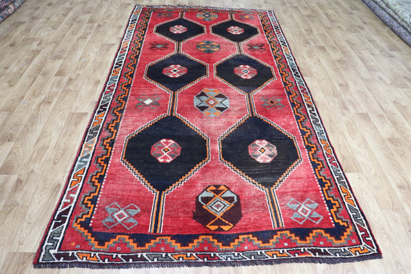 VINTAGE HANDMADE PERSIAN SHIRAZ WOOL RUG 296 X150 CM