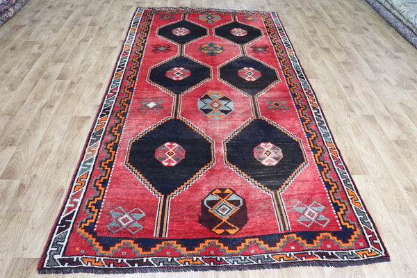 VINTAGE HANDMADE PERSIAN SHIRAZ WOOL RUG 296 X150 CM