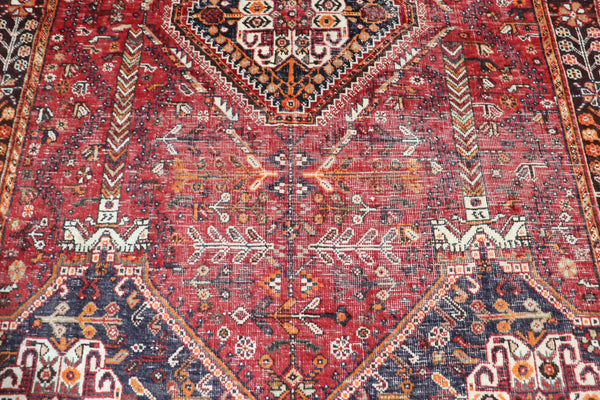 ANTIQUE PERSIAN SHIRAZ QASHQAI RUG OF SINGLE MEDALLION DESIGN 200 x 130 CM