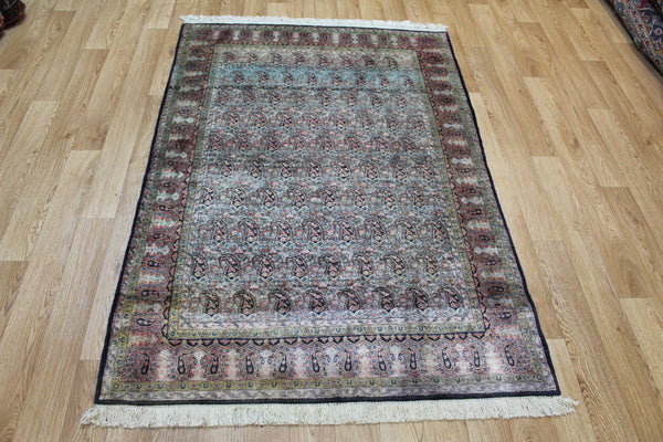 FINE HANDMADE PERSIAN QUM SILK RUG PAISLEY DESIGN 160 X 110 CM