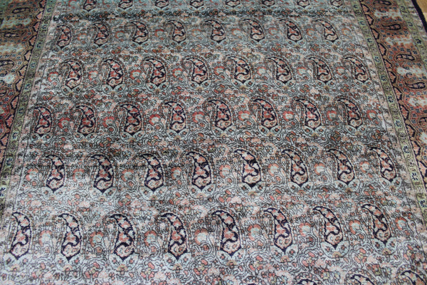FINE HANDMADE PERSIAN QUM SILK RUG PAISLEY DESIGN 160 X 110 CM