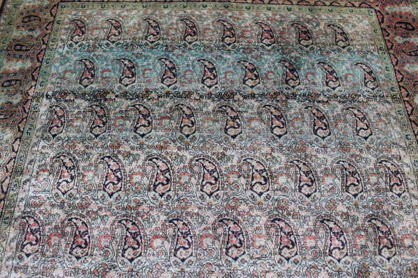 FINE HANDMADE PERSIAN QUM SILK RUG PAISLEY DESIGN 160 X 110 CM