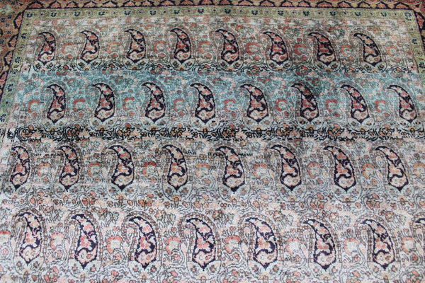 FINE HANDMADE PERSIAN QUM SILK RUG PAISLEY DESIGN 160 X 110 CM