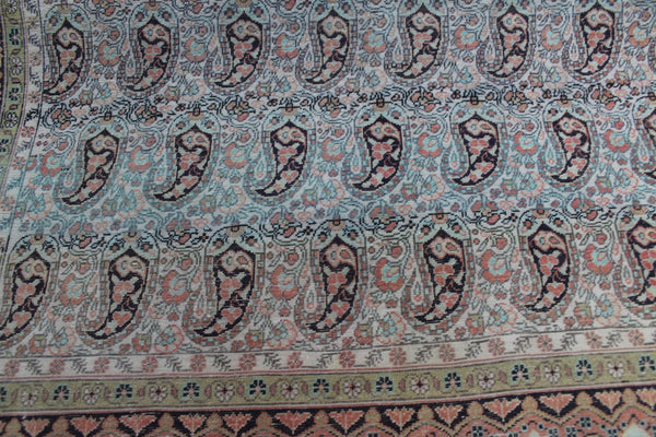 FINE HANDMADE PERSIAN QUM SILK RUG PAISLEY DESIGN 160 X 110 CM