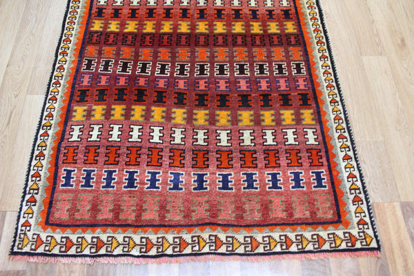 VINTAGE HANDMADE PERSIAN SHIRAZ TRIBAL RUG 185 X 102 CM