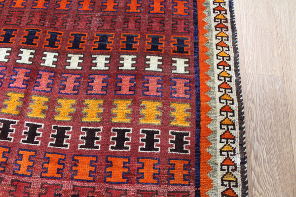 VINTAGE HANDMADE PERSIAN SHIRAZ TRIBAL RUG 185 X 102 CM